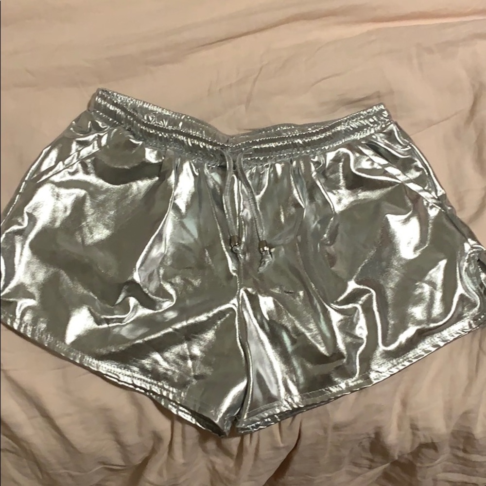 Silver athletic shorts